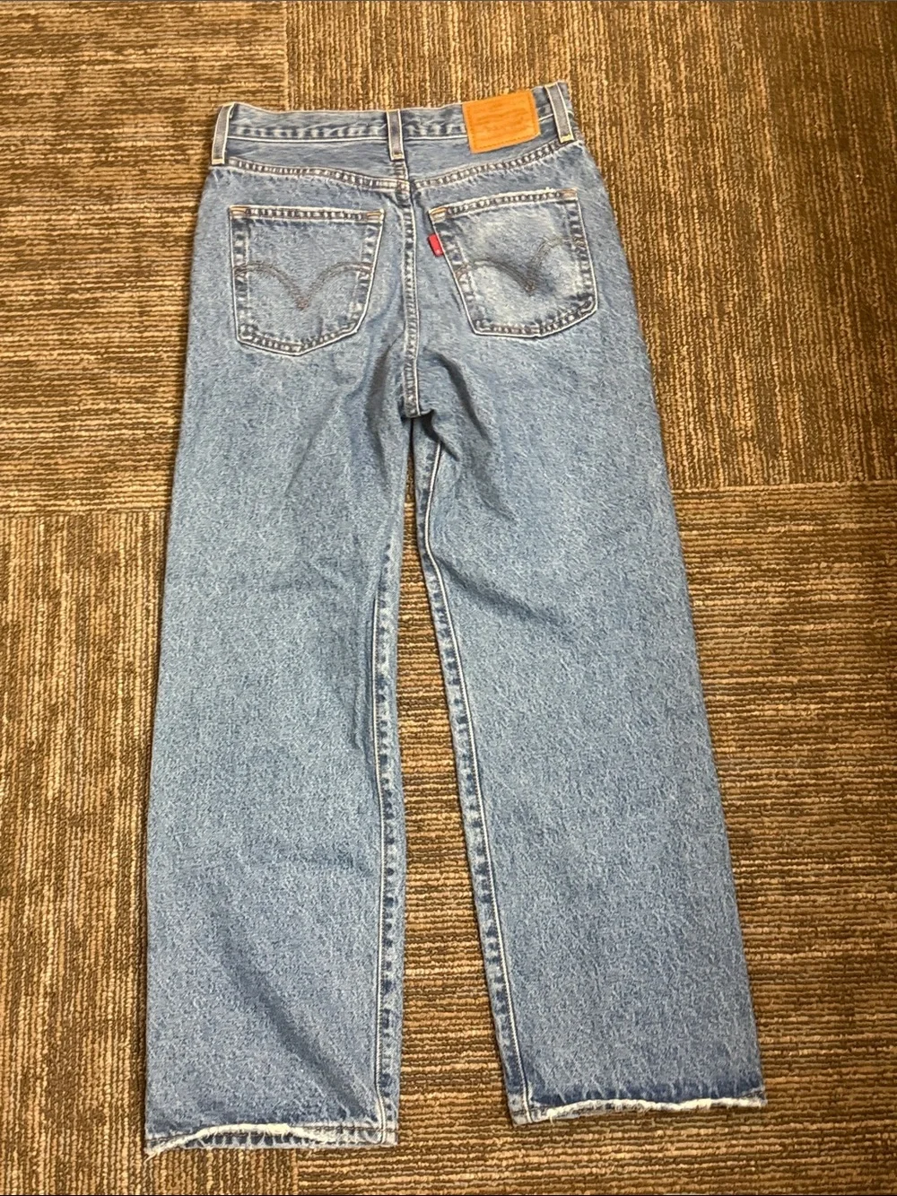 Levi's Premium Big E Rare Blank Tab Light Blue Distressed Straight Jeans